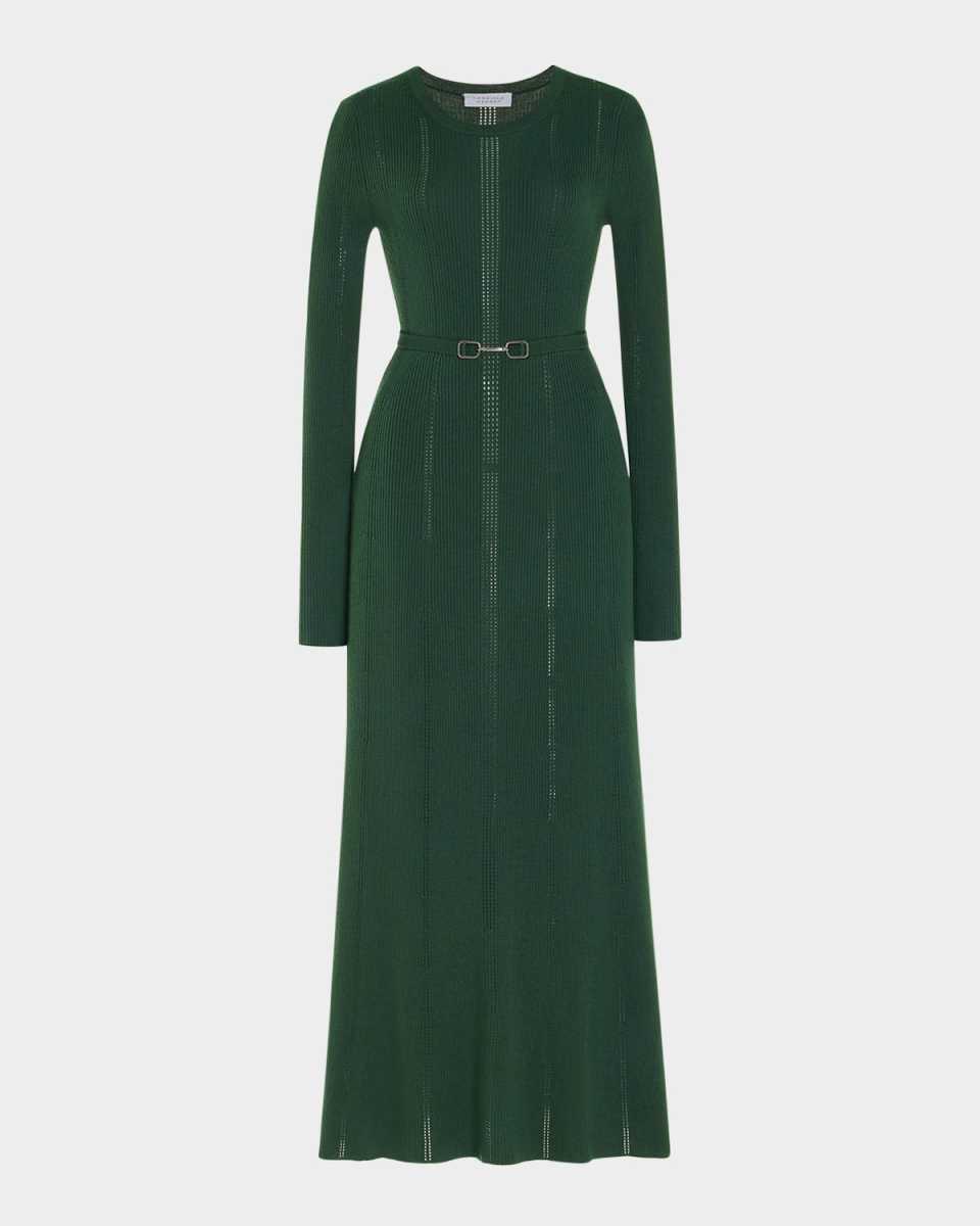 Imagene Long-Sleeve Belted Wool Dress